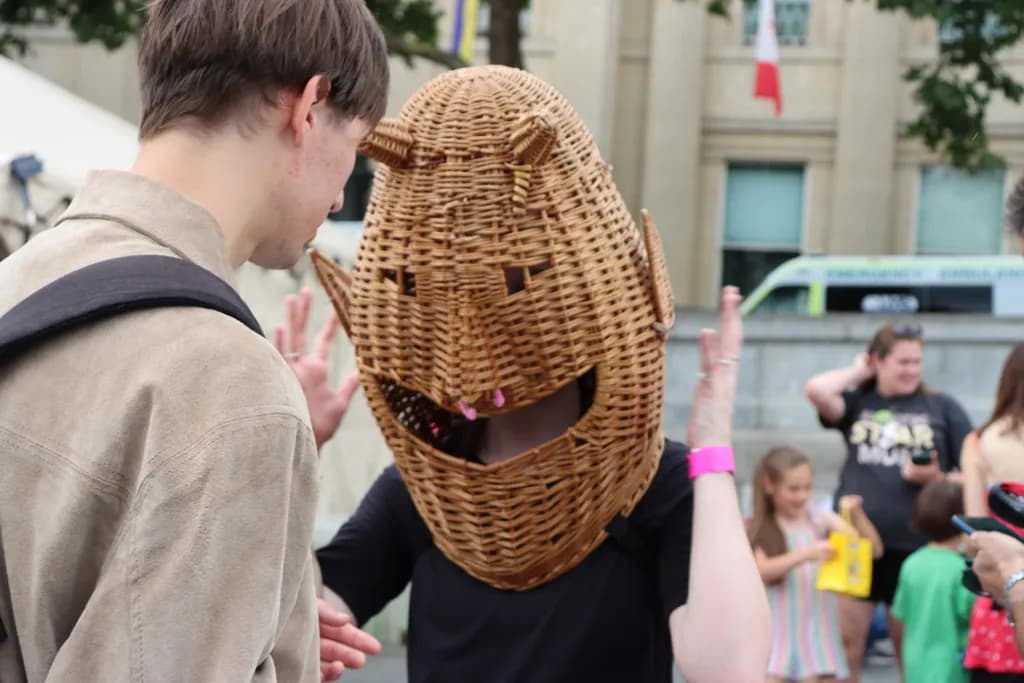 Whimsical Encounters: The Art of Interaction Through Festival Masks