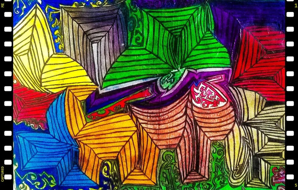Vibrant Geometric Harmony: A Colorful Abstract Journey Through Patterns and Shapes