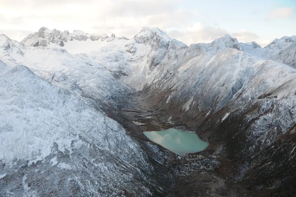 Majestic Serenity: A Glacial Valley Embraced by Snow-Capped Peaks