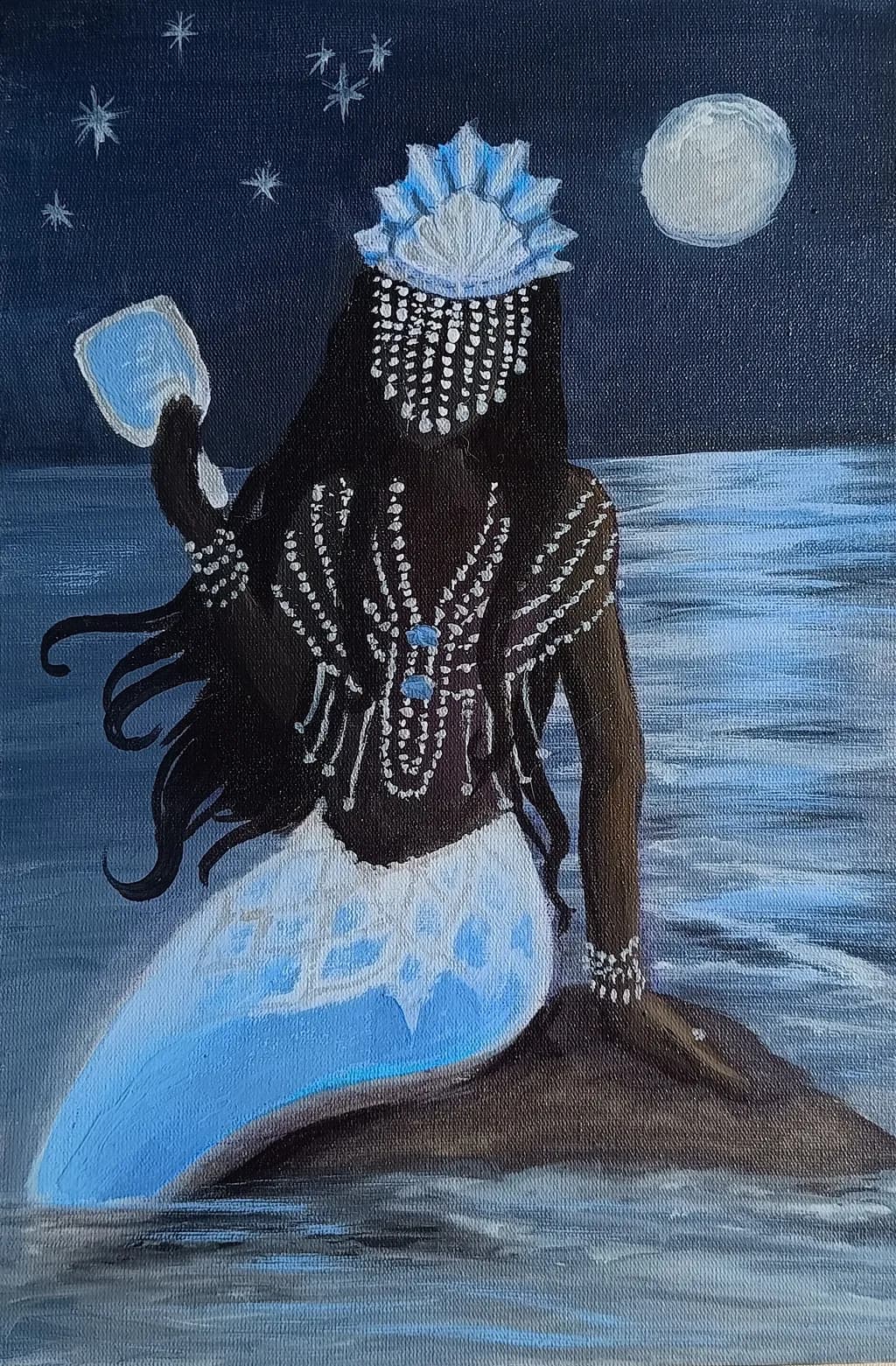 Enchanted Reflections: A Serene Mermaid Under the Moonlight