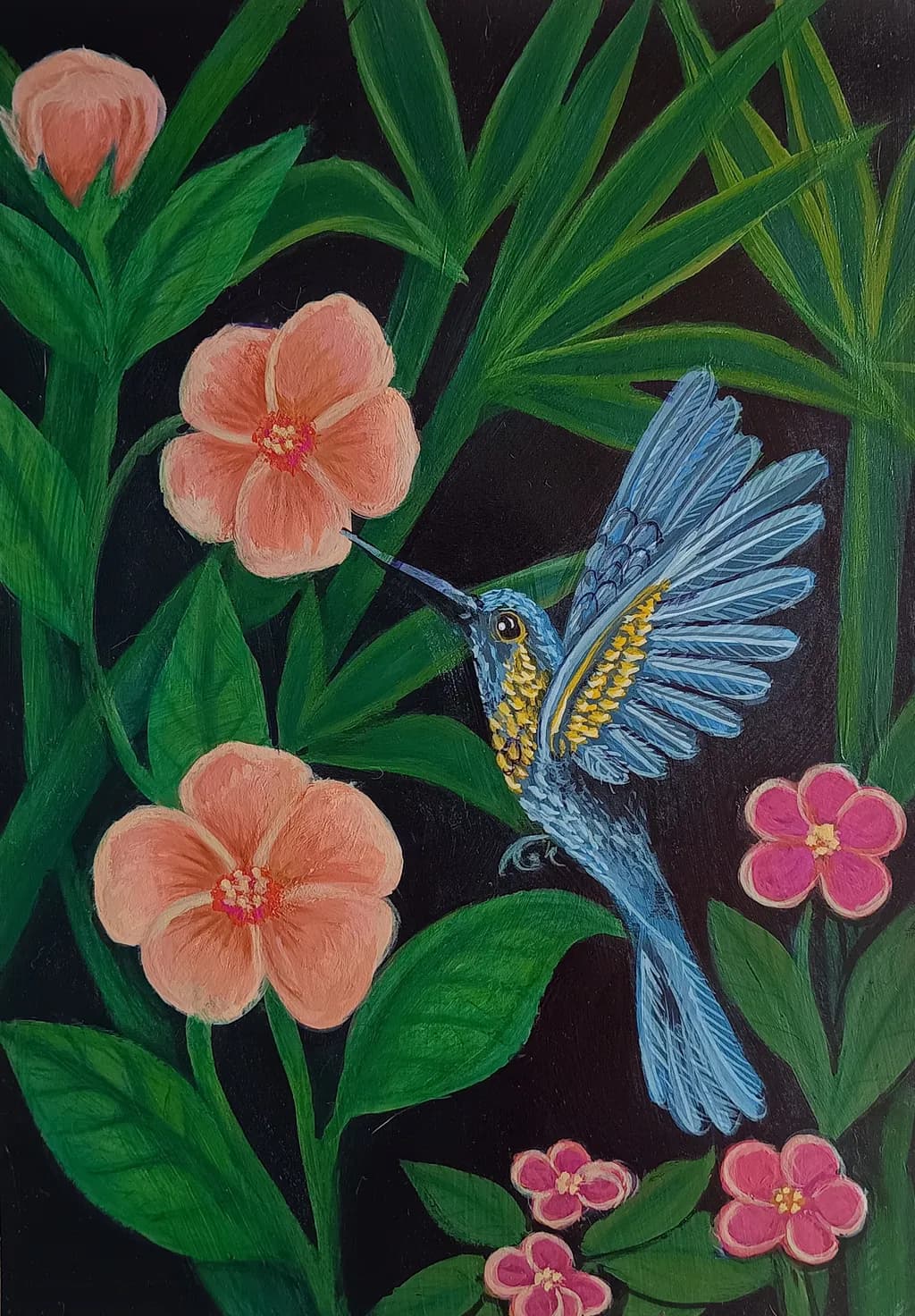 Vibrant Hummingbird Dance Among Blossoms: A Botanical Celebration of Nature's Beauty