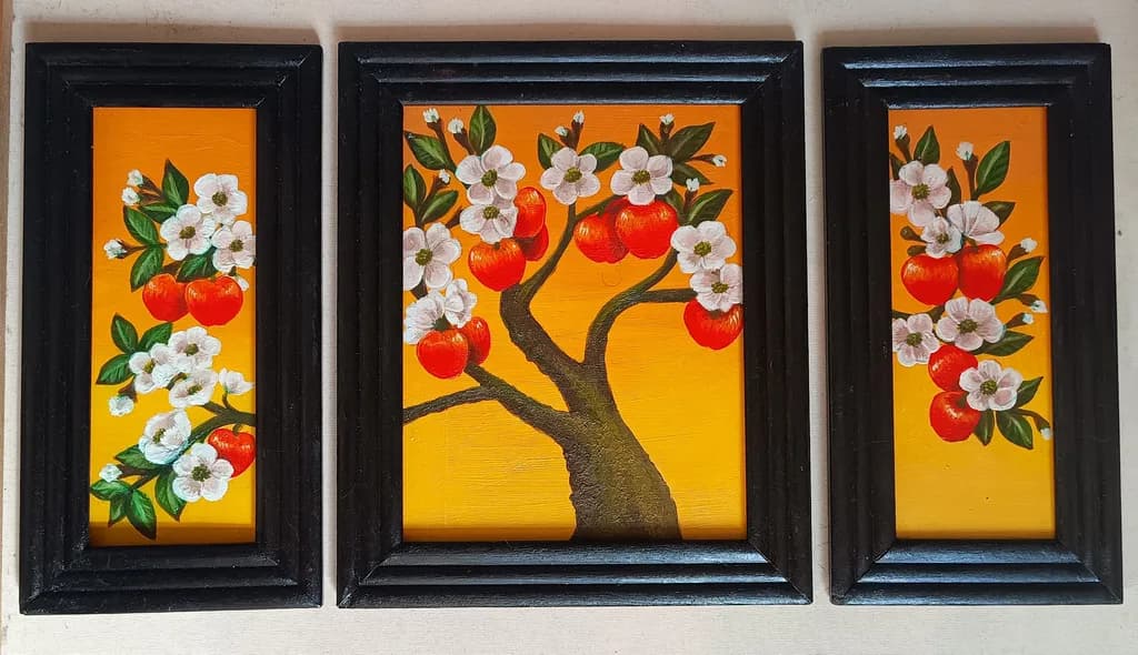Blossoms and Oranges: A Vibrant Triptych of Nature's Bounty