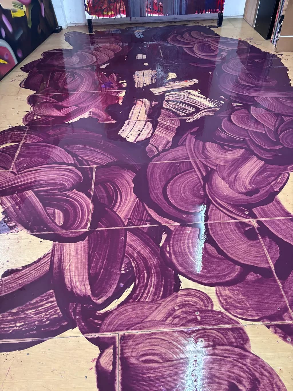 Whispers of Burgundy: A Dance of Fluid Brushstrokes on Canvas