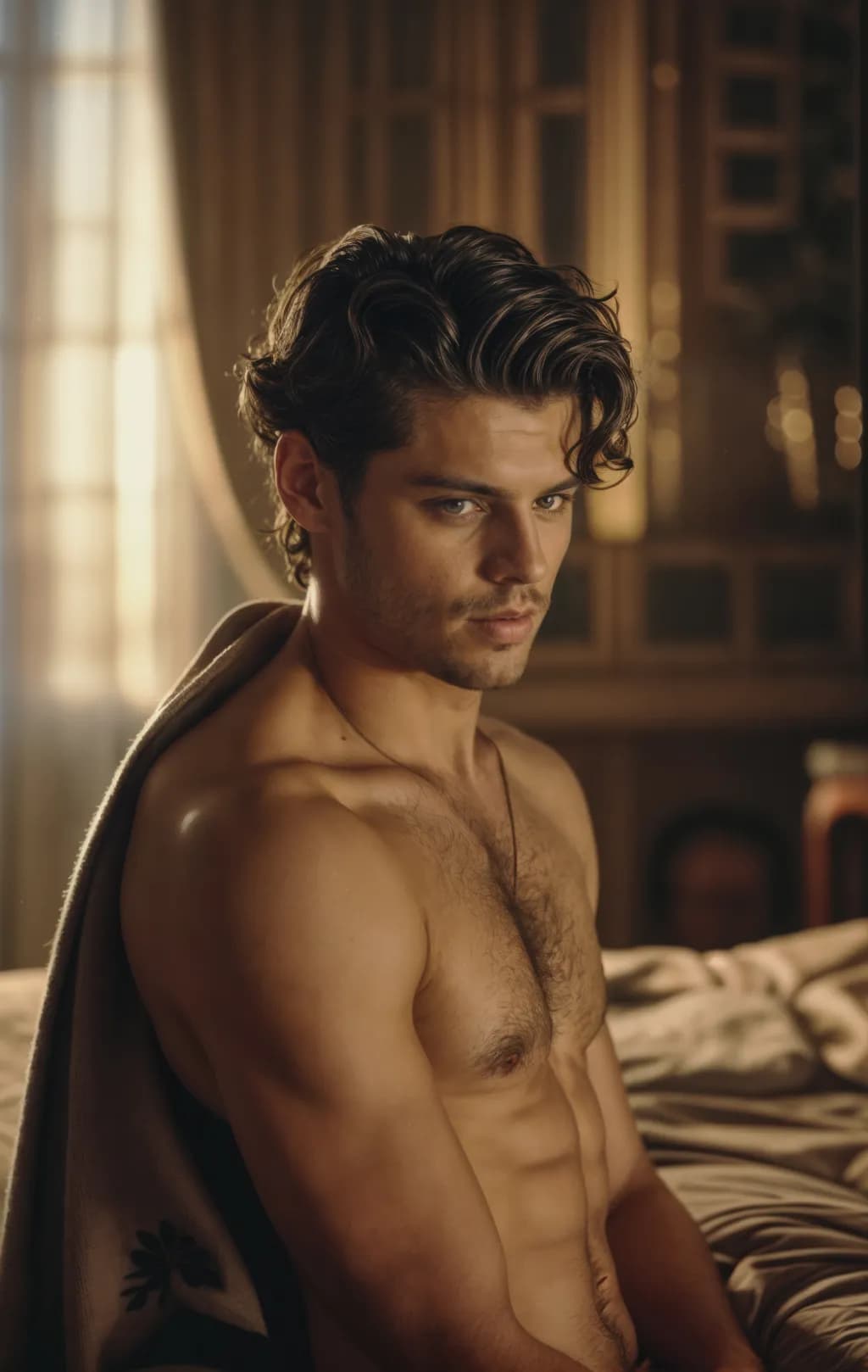 Ethereal Gaze: A Portrait of Masculine Elegance in Soft Light