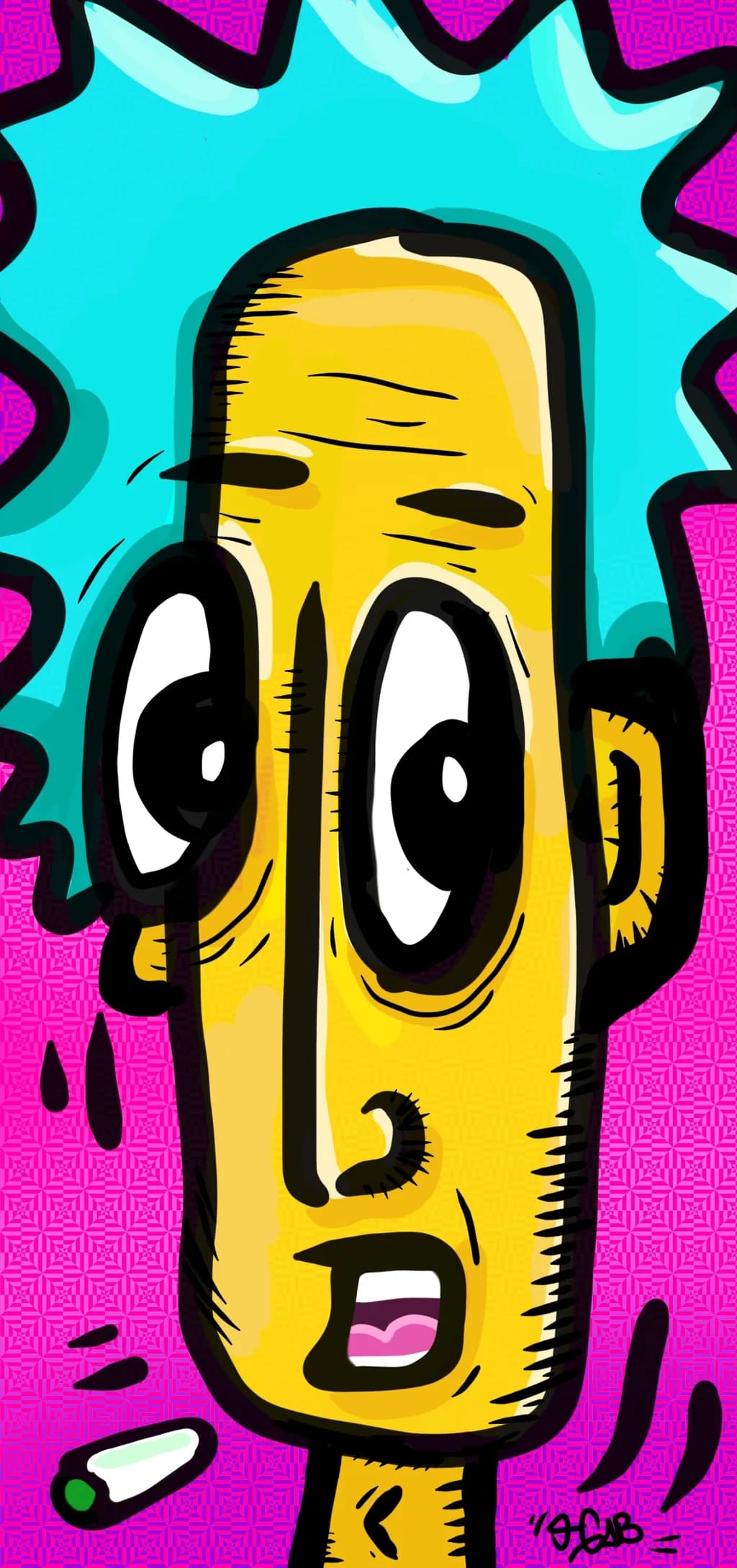 Vibrant Shock: A Whimsical Expression of Surprise and Colorful Chaos