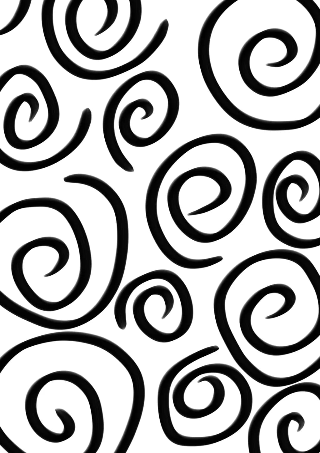 Whimsical Swirls: A Dance of Black Lines on White Canvas