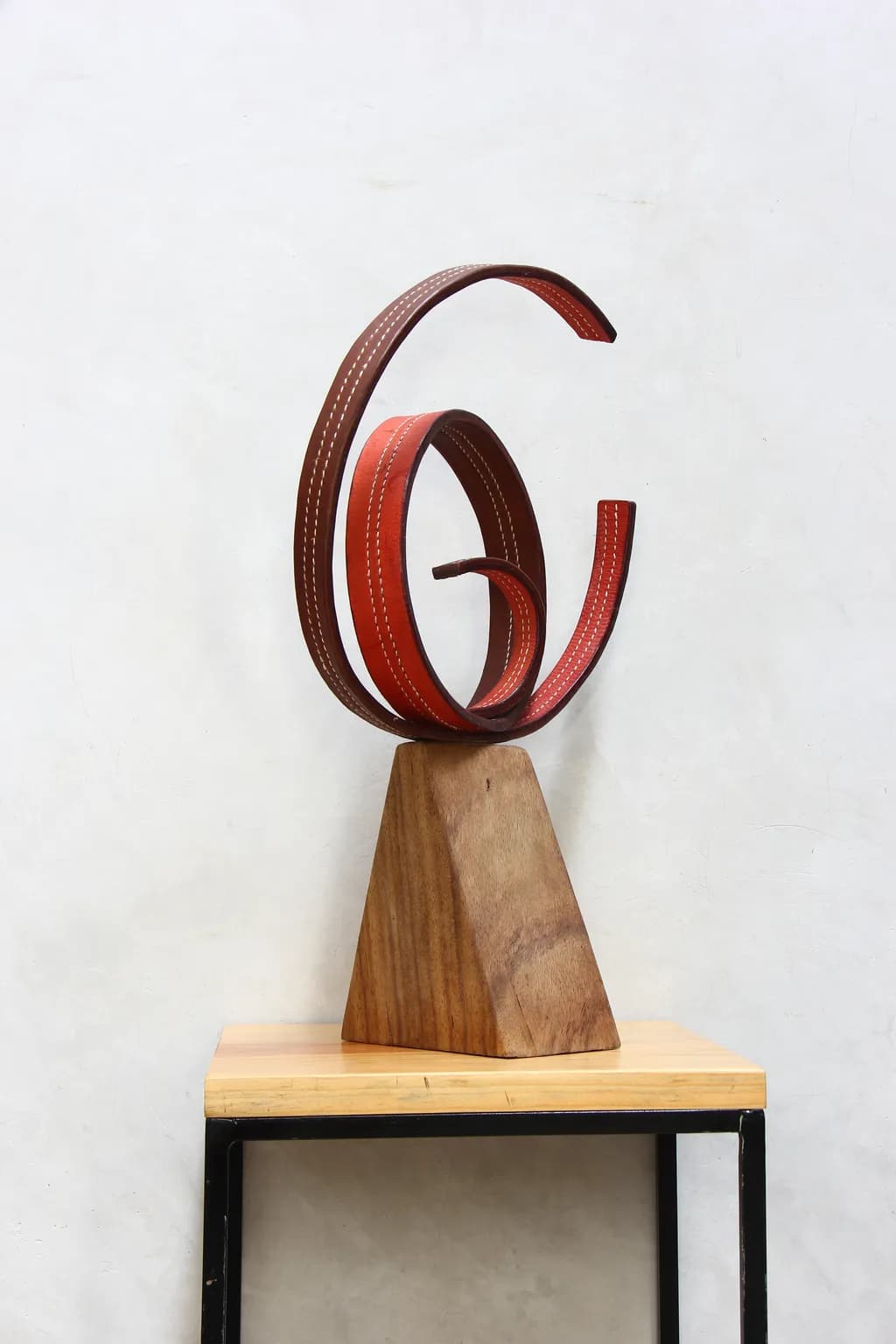 Whimsical Harmony: A Modern Sculpture of Wood and Metal Elegance