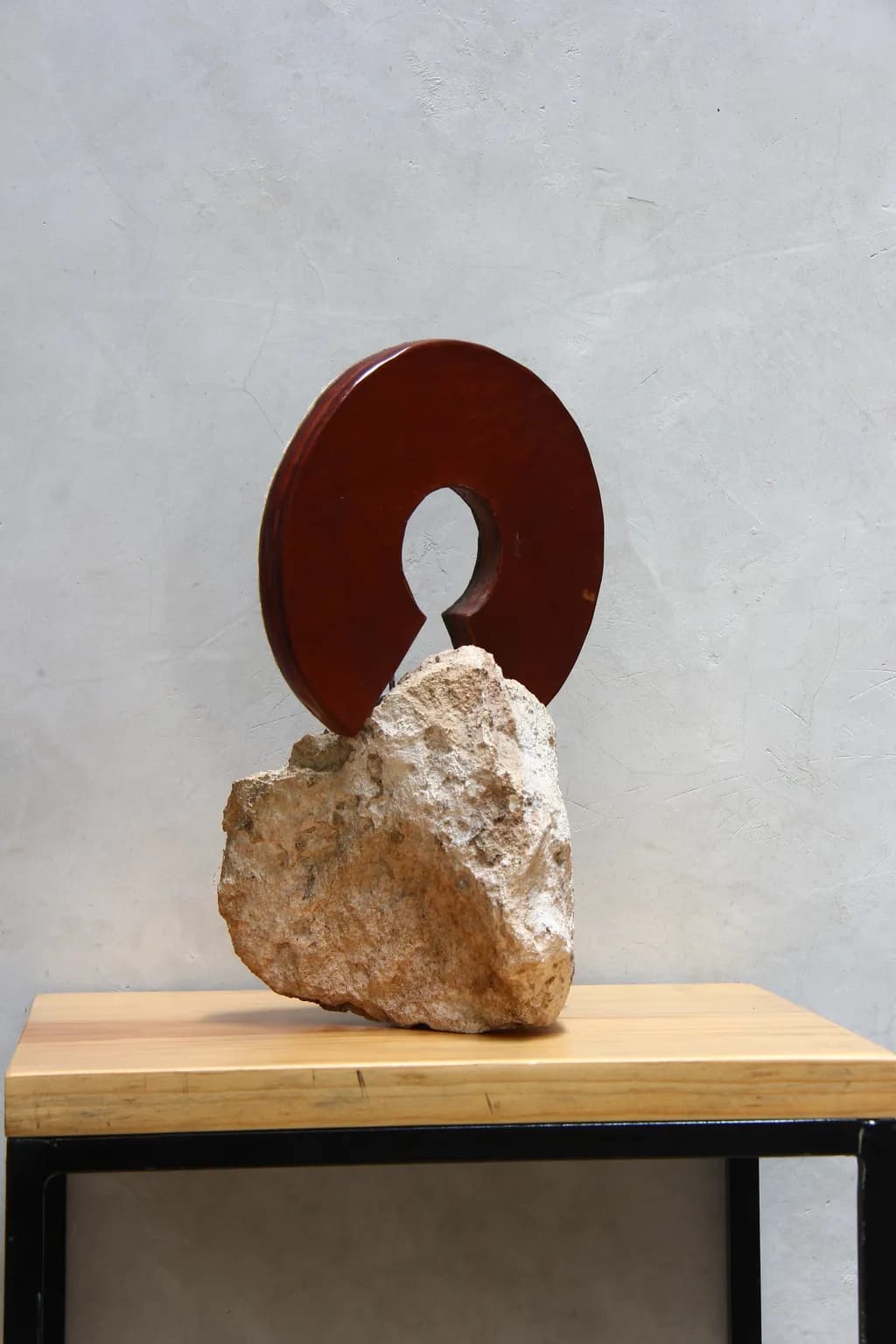 Ethereal Balance: A Harmonious Fusion of Stone and Wood in Abstract Sculpture