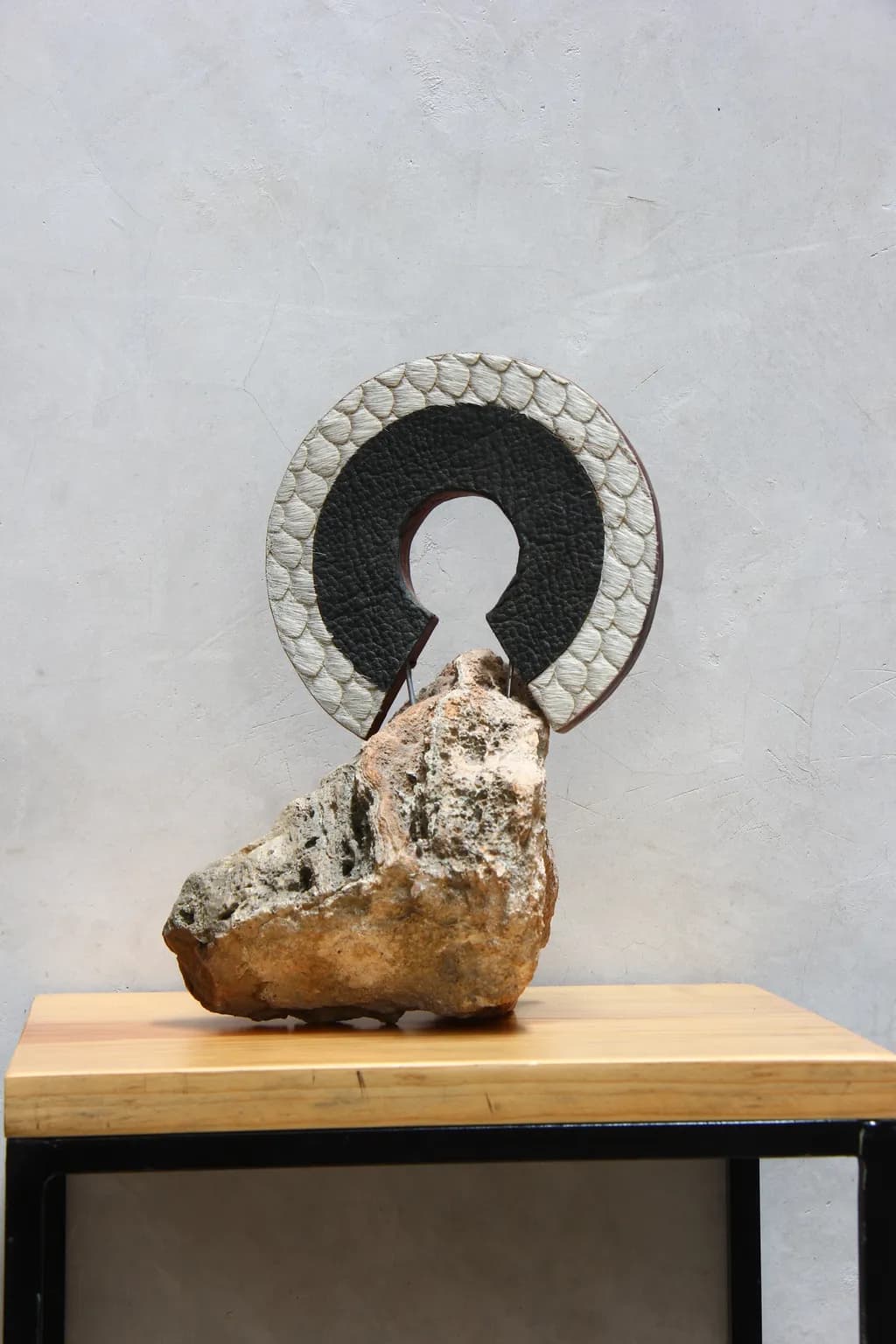 Ethereal Harmony: A Modern Abstract Stone Sculpture with Intricate Design Elements