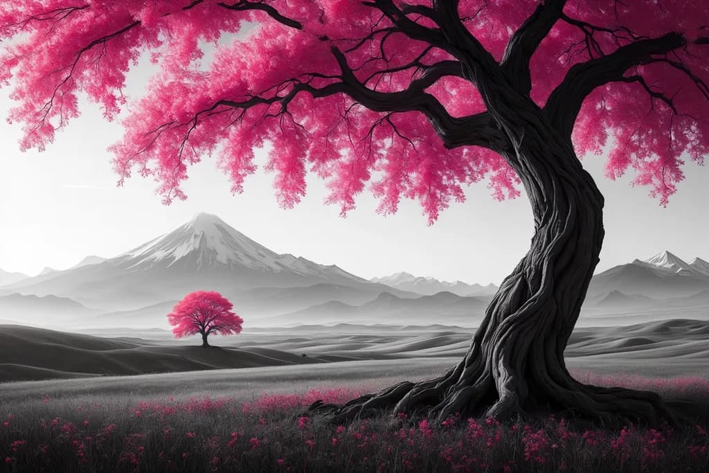 Whispers of the Monochrome Grove: A Serene Journey Through Vibrant Shadows