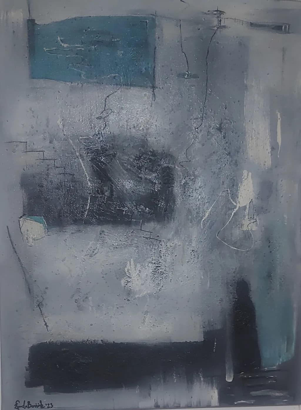 Whispers of Shadows: An Abstract Journey Through Monochrome and Blue
