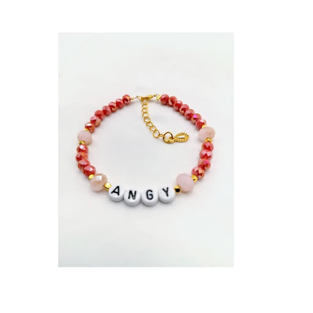 Personalized Pink Beaded Bracelet