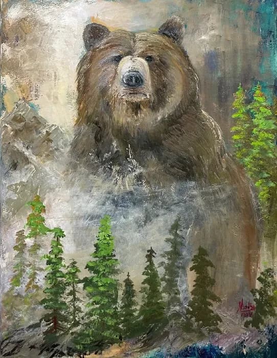 Majestic Guardian of the Forest: A Grizzly Bear Amidst Nature's Splendor