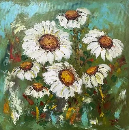 Whispers of Spring: A Vibrant Daisy Dance on Canvas