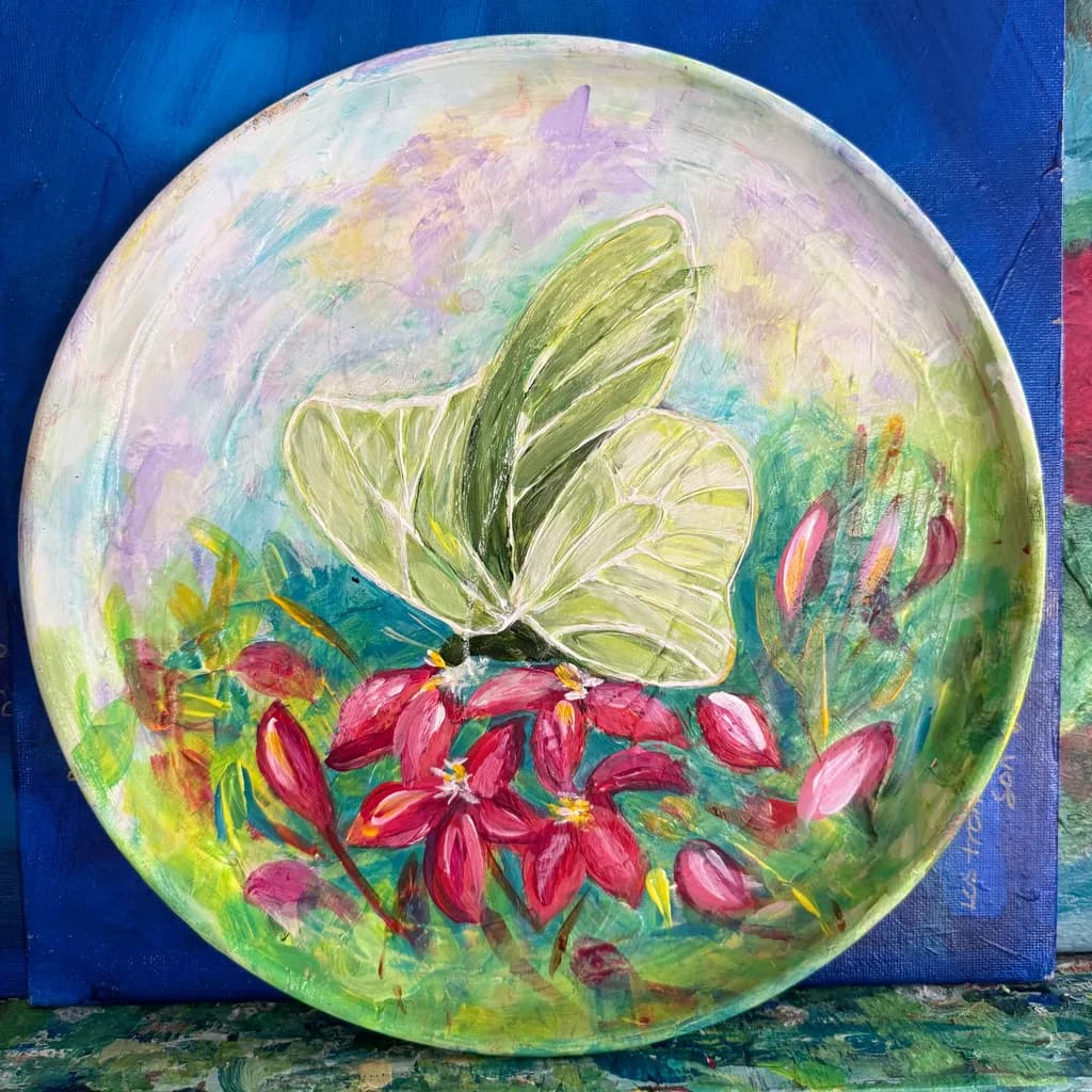 Whispers of Nature: A Vibrant Floral Harmony on Ceramic Plate