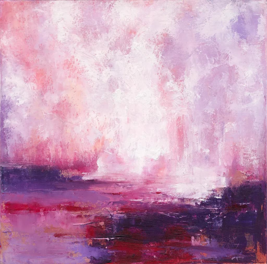 Whispers of Dawn: A Serene Dance of Pink and Purple Hues in Abstract Harmony