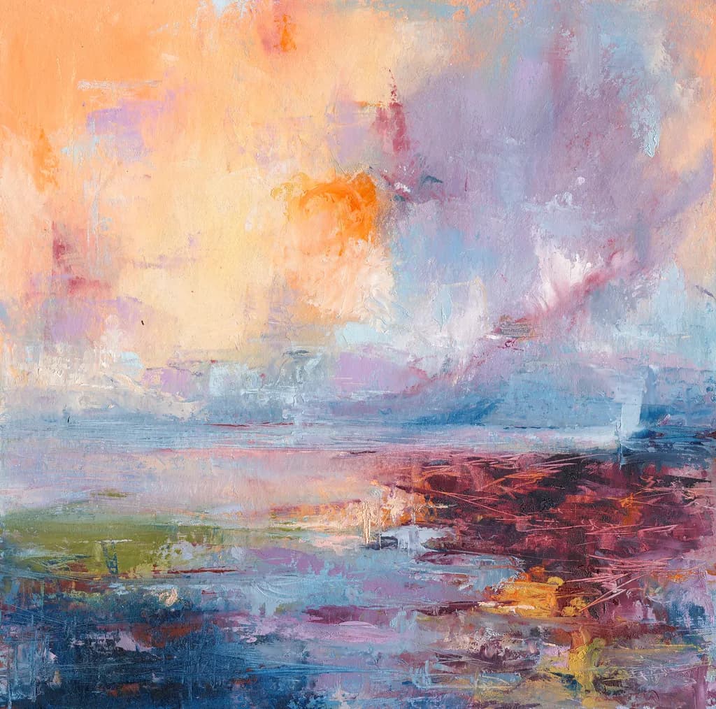 Whispers of Dawn: A Serene Abstract Landscape in Pastel Hues