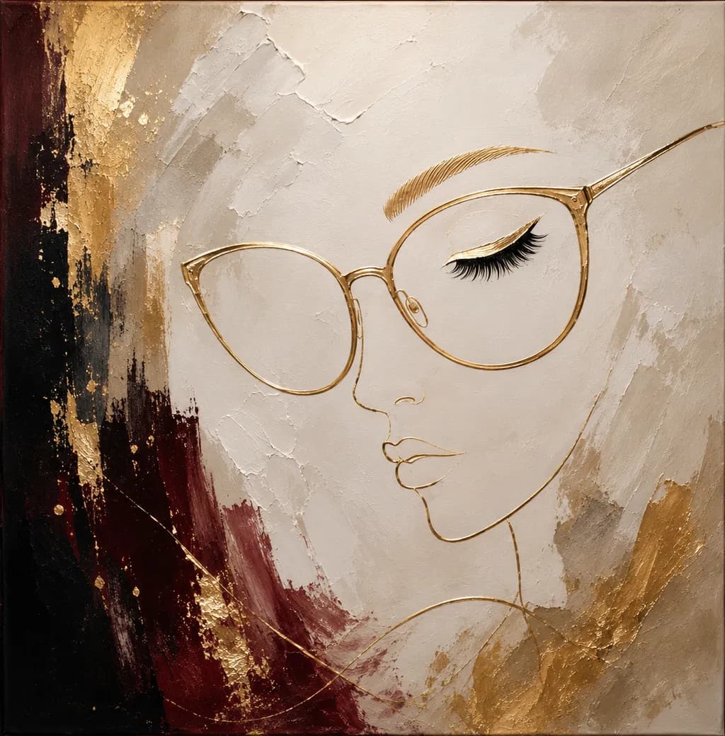 Abstract Female Portrait with Glasses