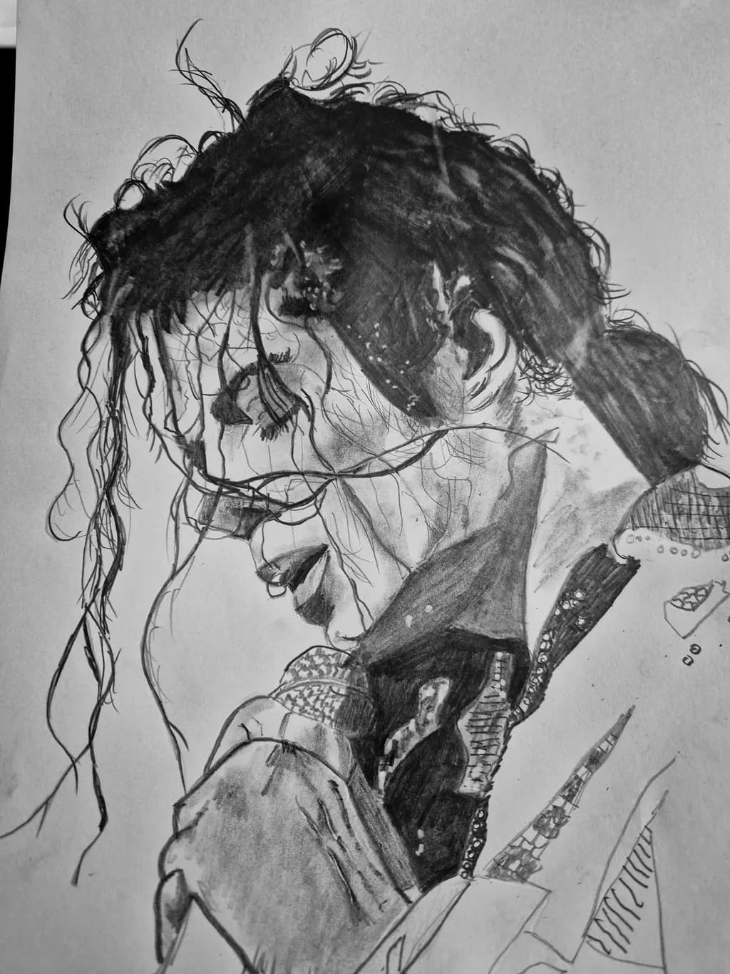 Ethereal Echoes: A Captivating Portrait of a Musical Legend in Monochrome