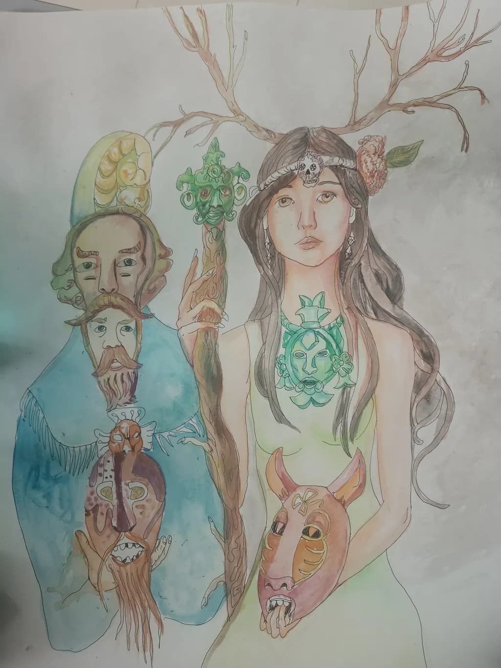 Whispers of the Forest: A Mythical Journey Through Masks and Spirits