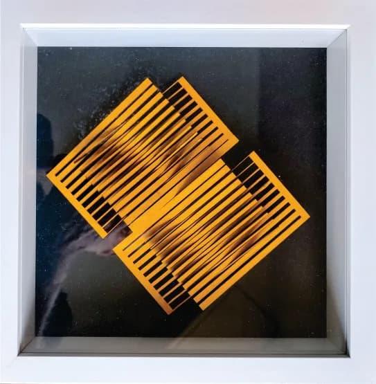 Golden Harmony: A Dance of Lines and Shadows in Abstract Art