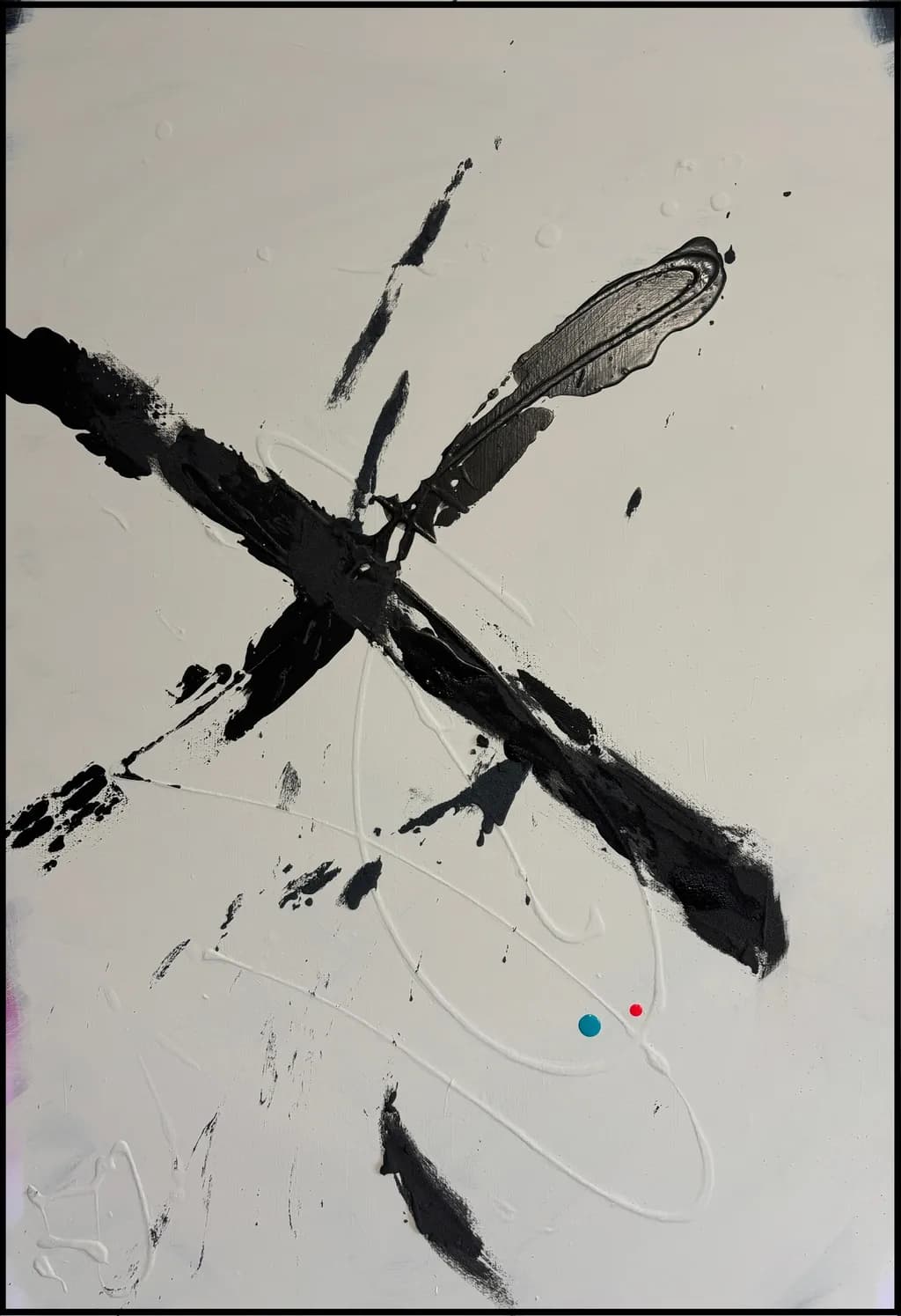 Whispers of Contrast: A Dance of Black and Color on Canvas