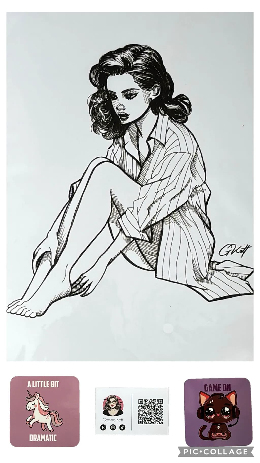 Whispers of Elegance: A Relaxed Portrait in Ink