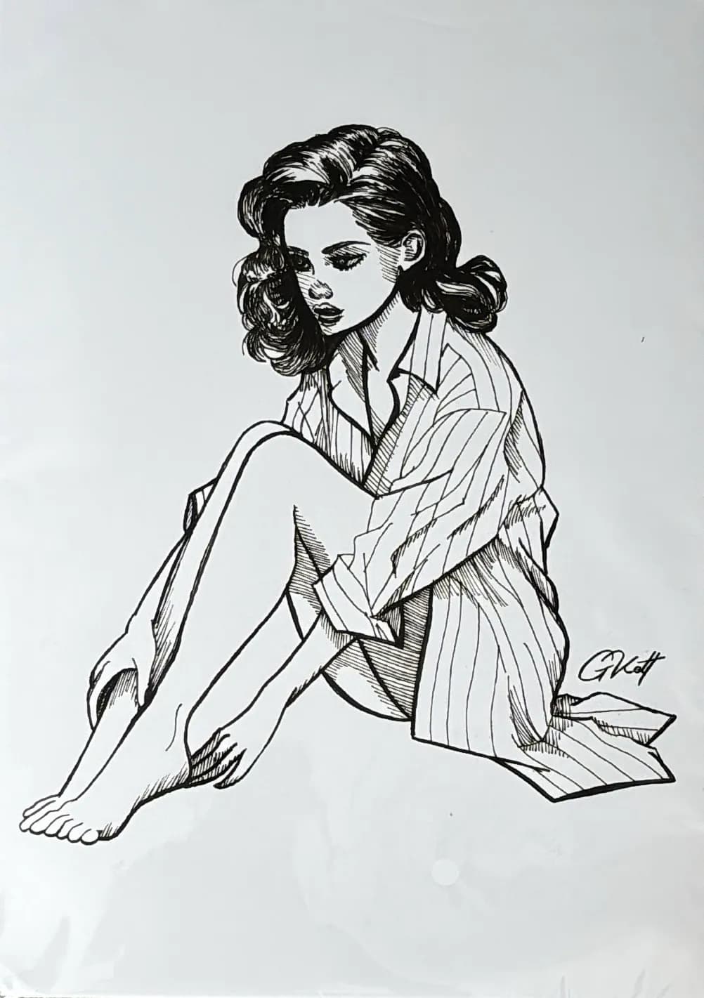 Whispers of Contemplation: A Monochrome Portrait of Elegance