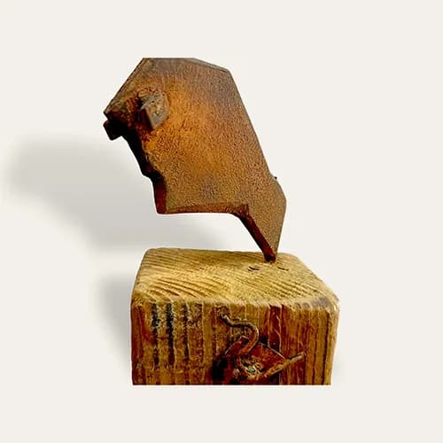 Rustic Elegance: An Abstract Fusion of Wood and Metal Sculpture