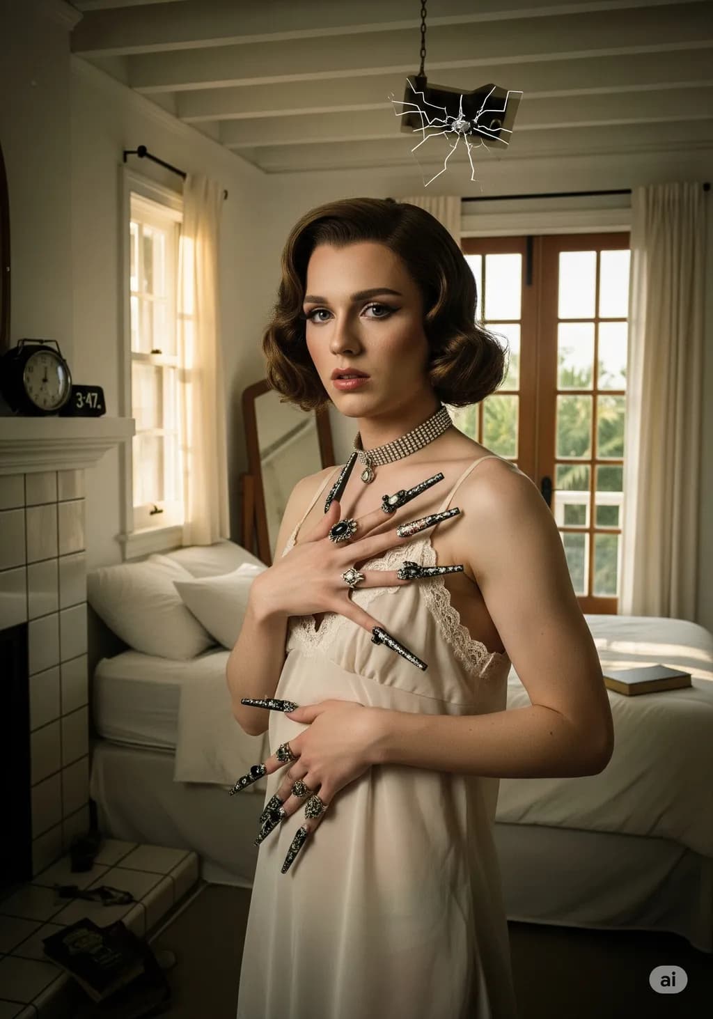 Ethereal Elegance: A Haunting Portrait of Timeless Beauty and Unique Style