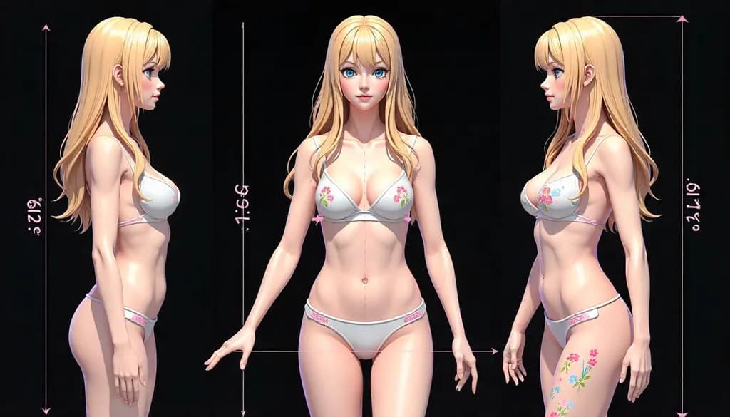 Elegant Anime Character Model: A 3D Design Showcase of Beauty and Detail