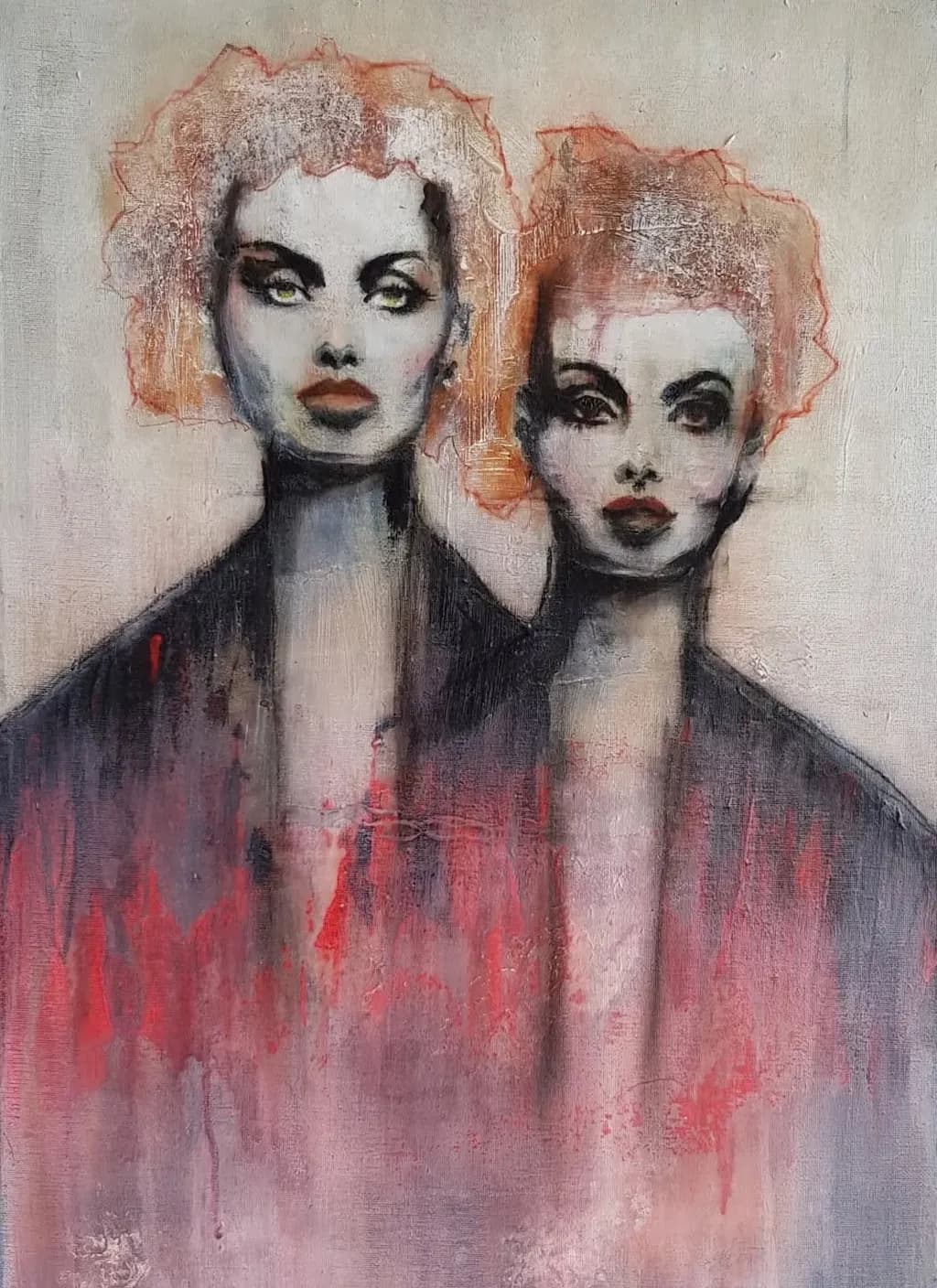 Whispers of Elegance: A Dual Portrait in Abstract Expressionism