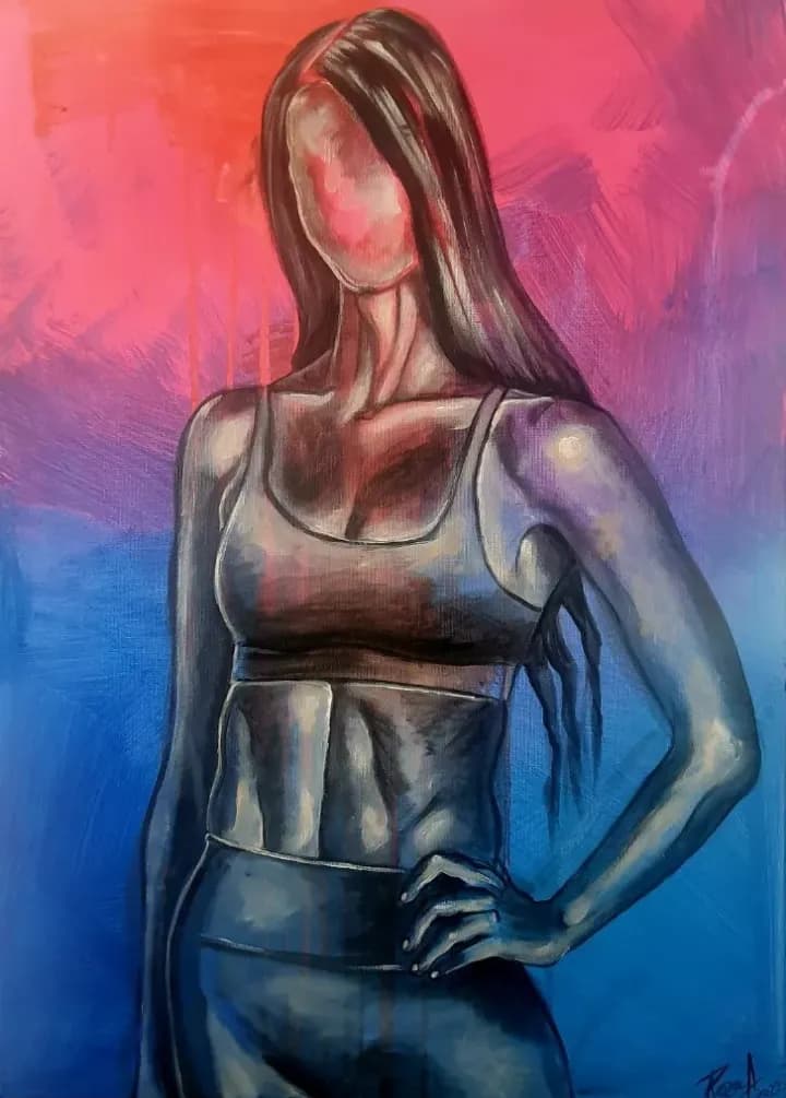 Ethereal Strength: A Faceless Journey Through Color and Form