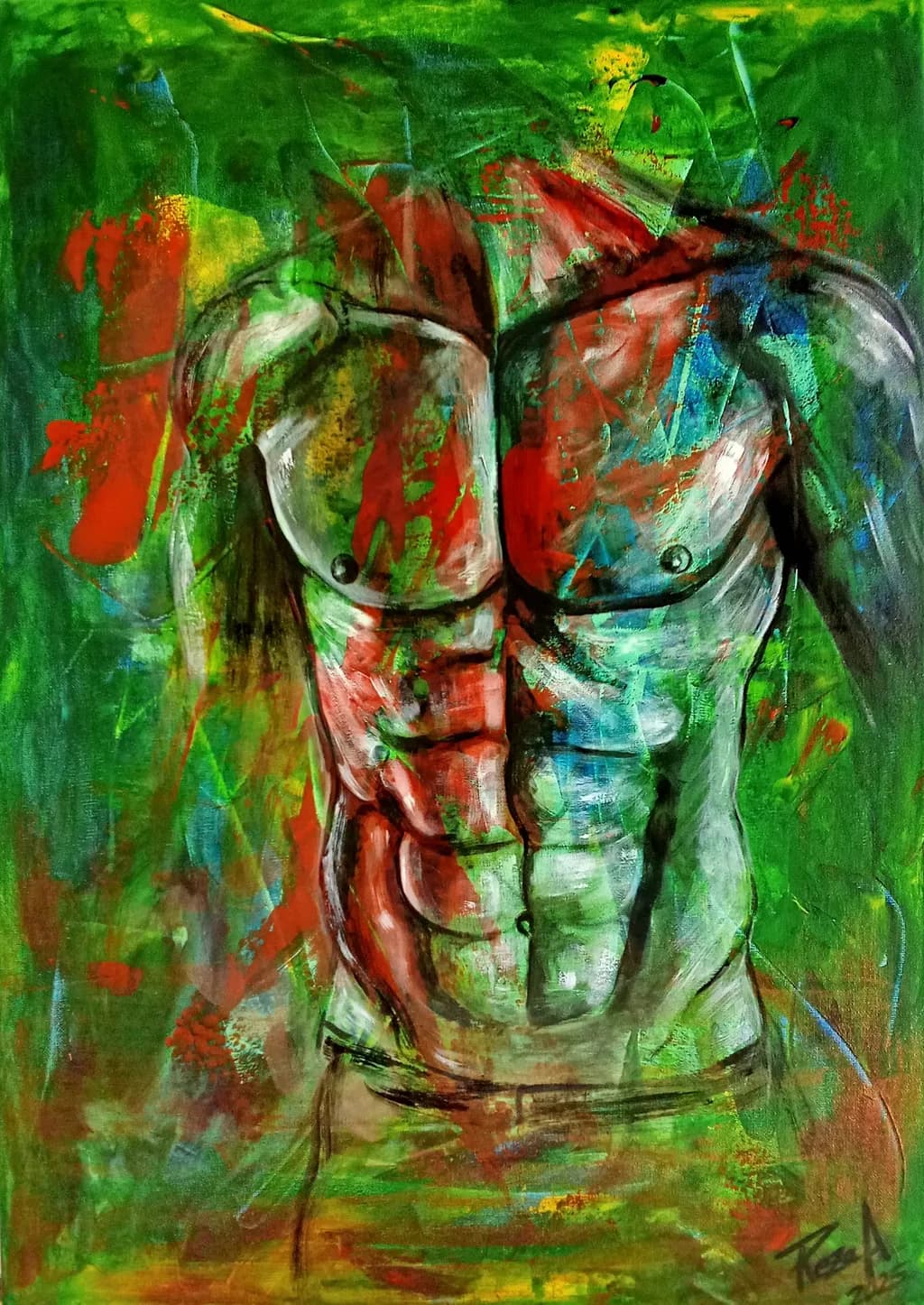 Vibrant Strength: An Abstract Celebration of the Human Form
