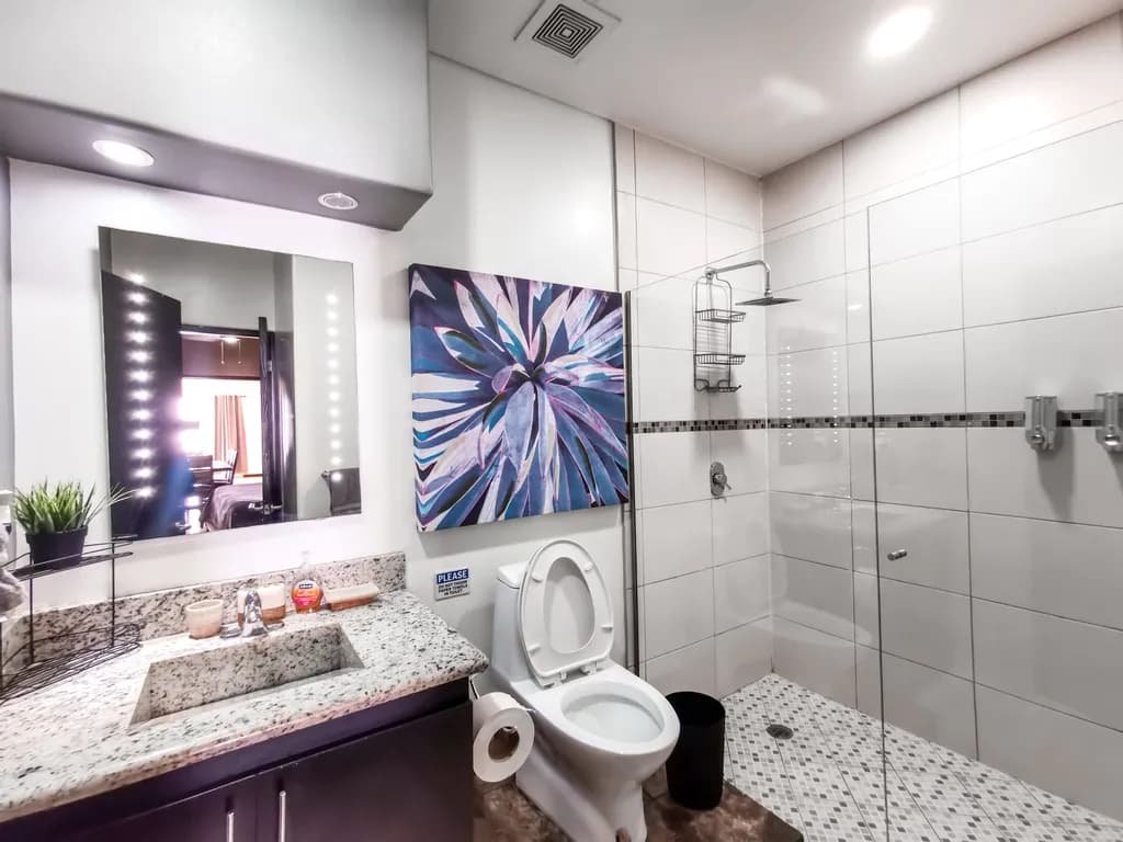 Vibrant Serenity: A Modern Floral Escape for Your Bathroom Oasis