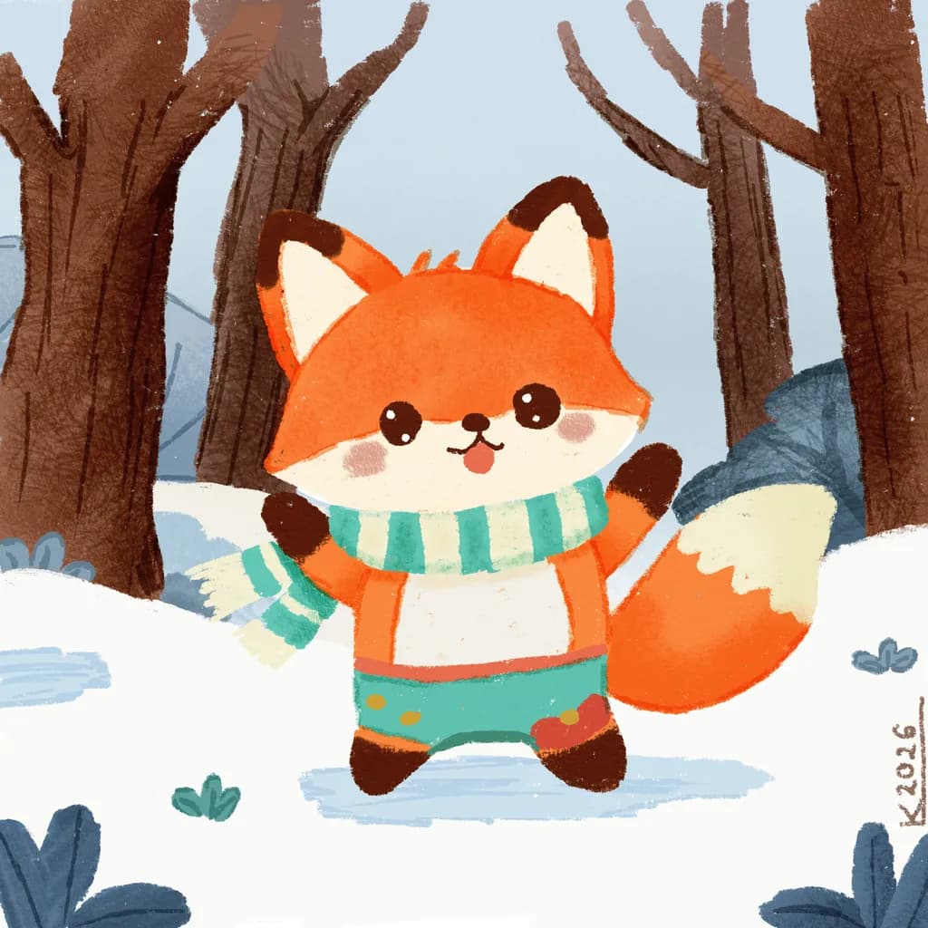 Playful Winter Fox