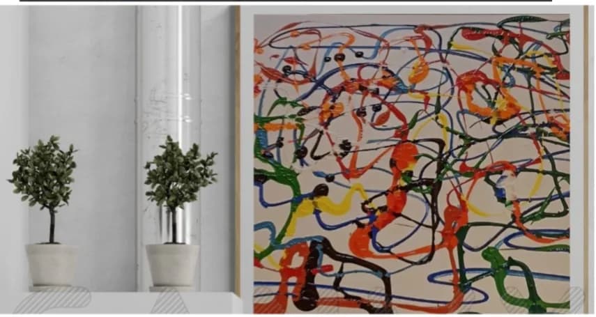 Vibrant Whirls: An Abstract Dance of Colorful Lines and Modern Plant Aesthetics