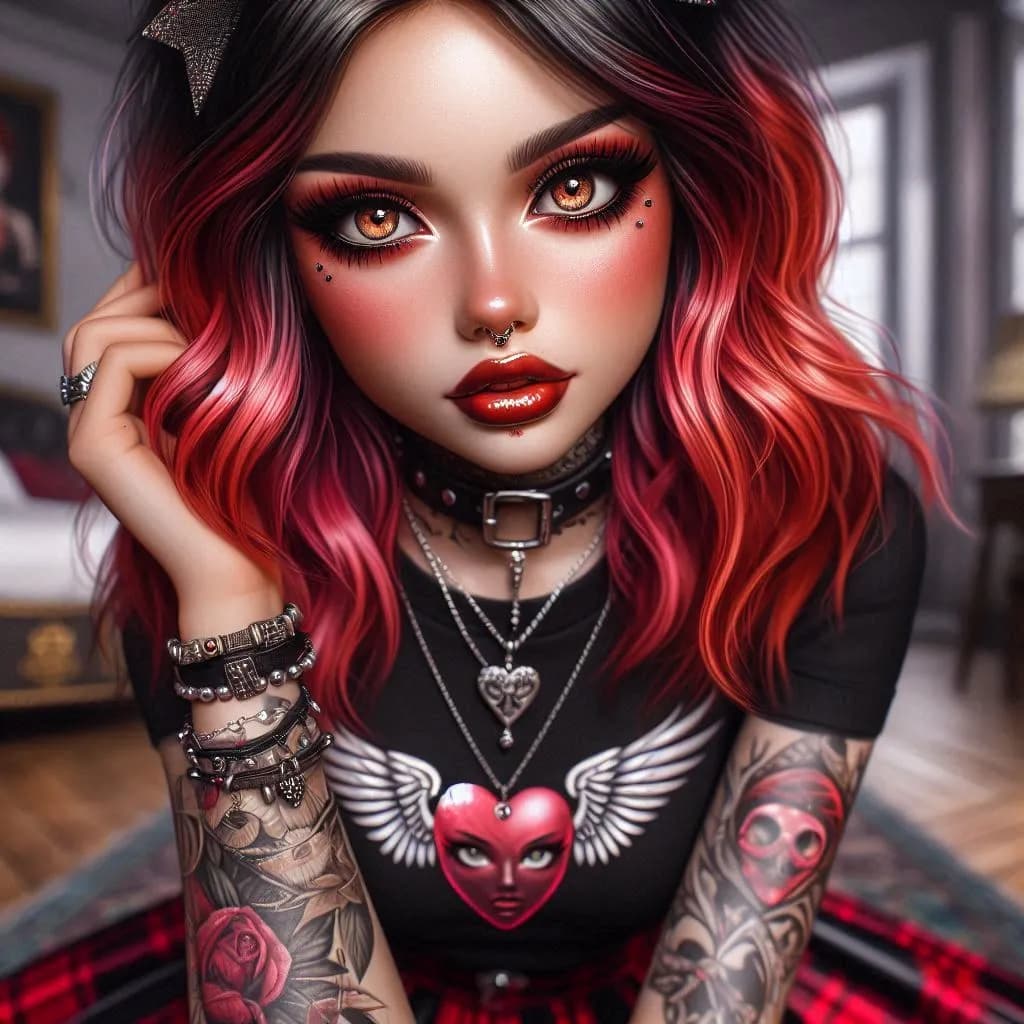Vibrant Rebel: A Bold Expression of Edgy Elegance in Alternative Artistry