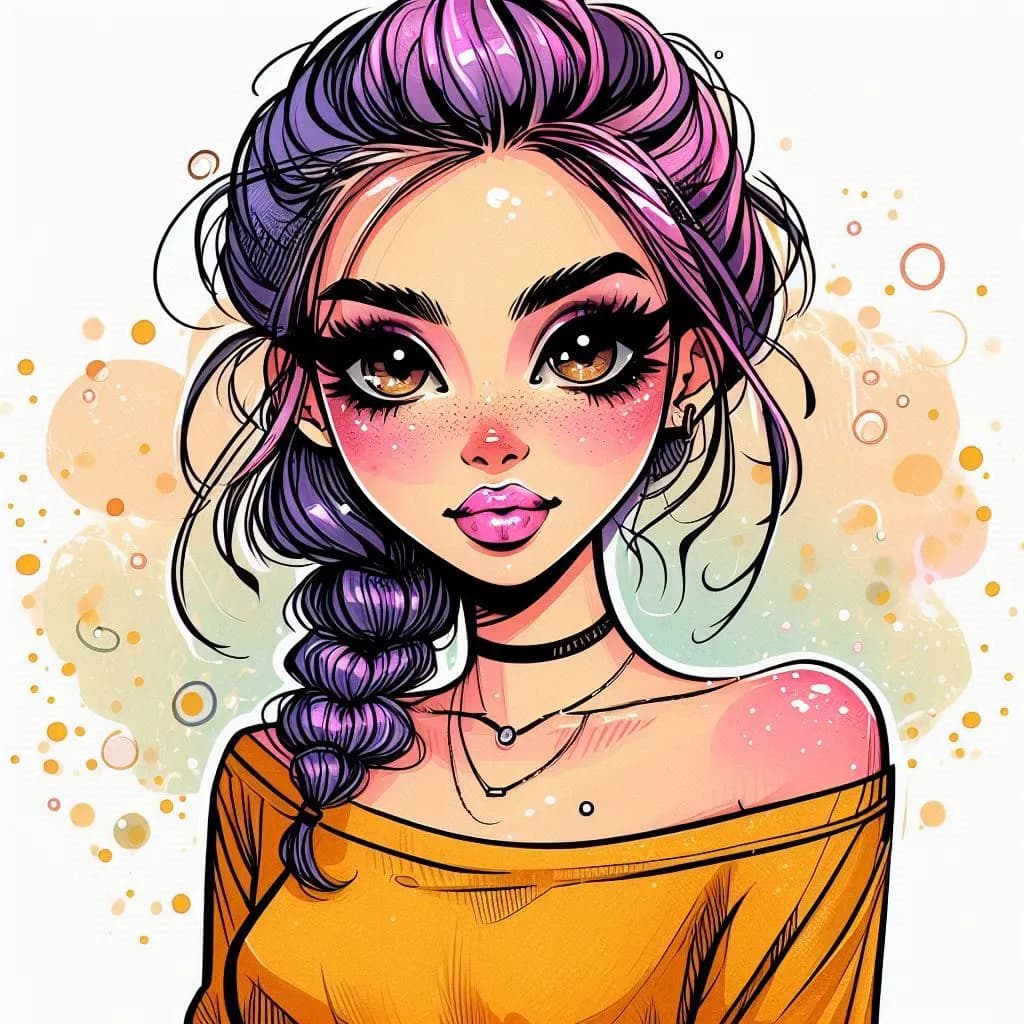 Whimsical Charm: A Vibrant Portrait of Modern Beauty with Freckles and Braided Hair