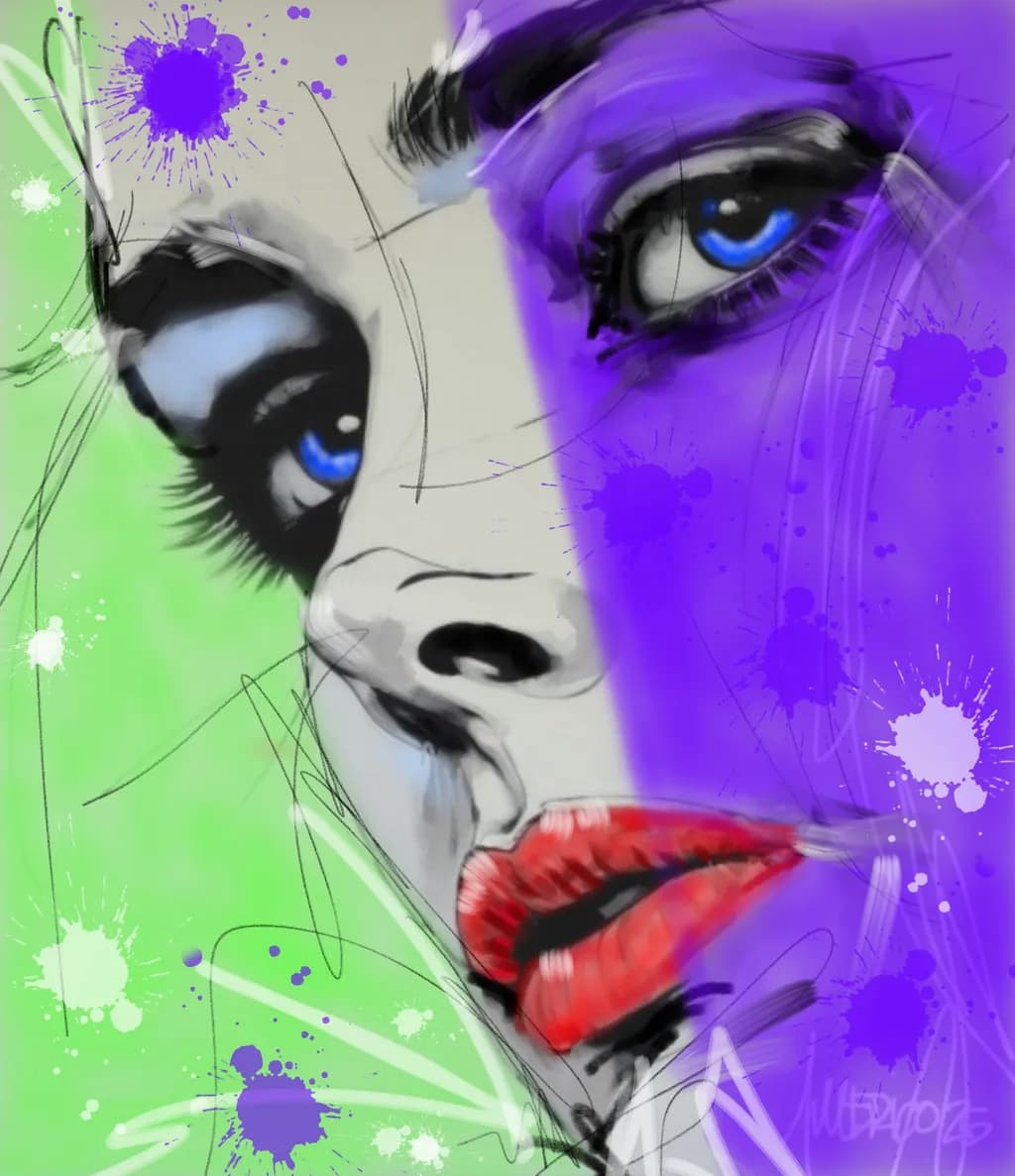 Vibrant Expressions: A Colorful Abstract Portrait of Emotion and Identity
