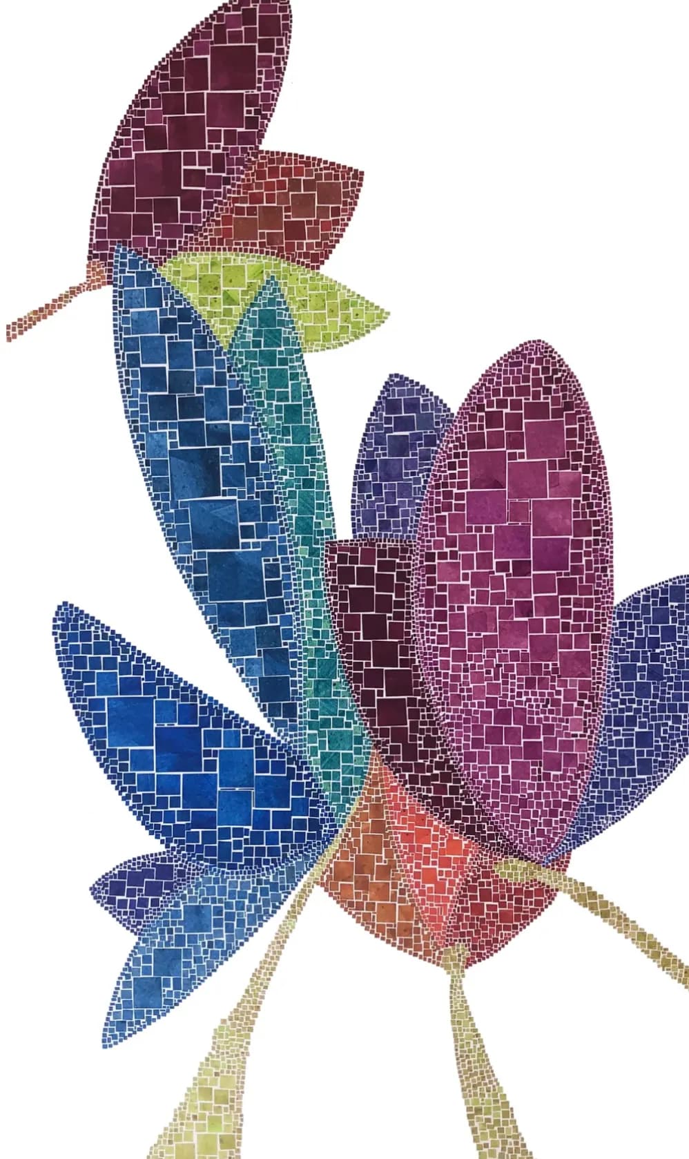 Vibrant Mosaic Blooms: A Colorful Dance of Nature's Palette