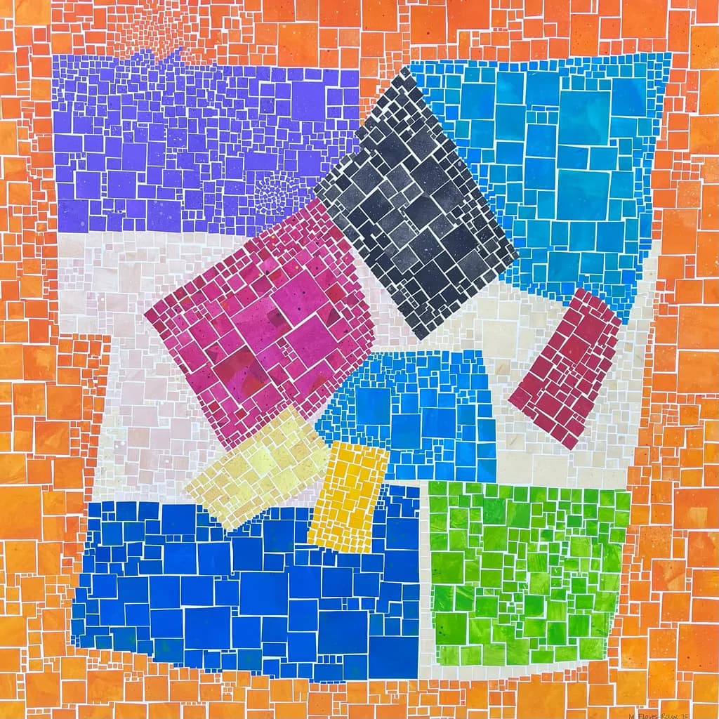 Vibrant Mosaic Symphony: A Geometric Dance of Colorful Patterns