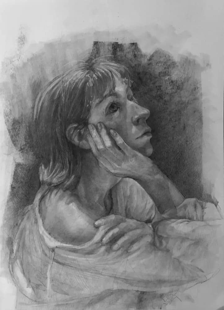 Whispers of Thought: A Monochrome Portrait of Reflection