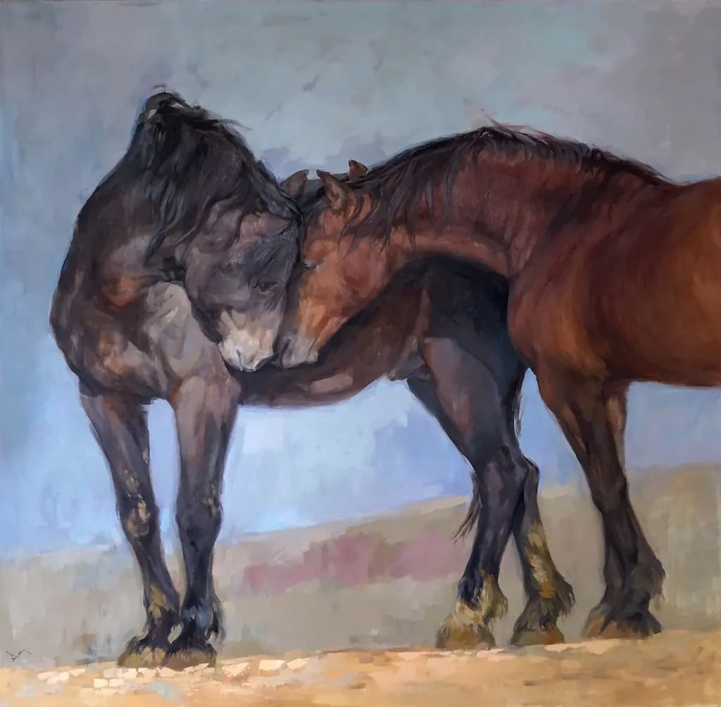 Embrace of Equine Souls: A Tender Moment Between Horses