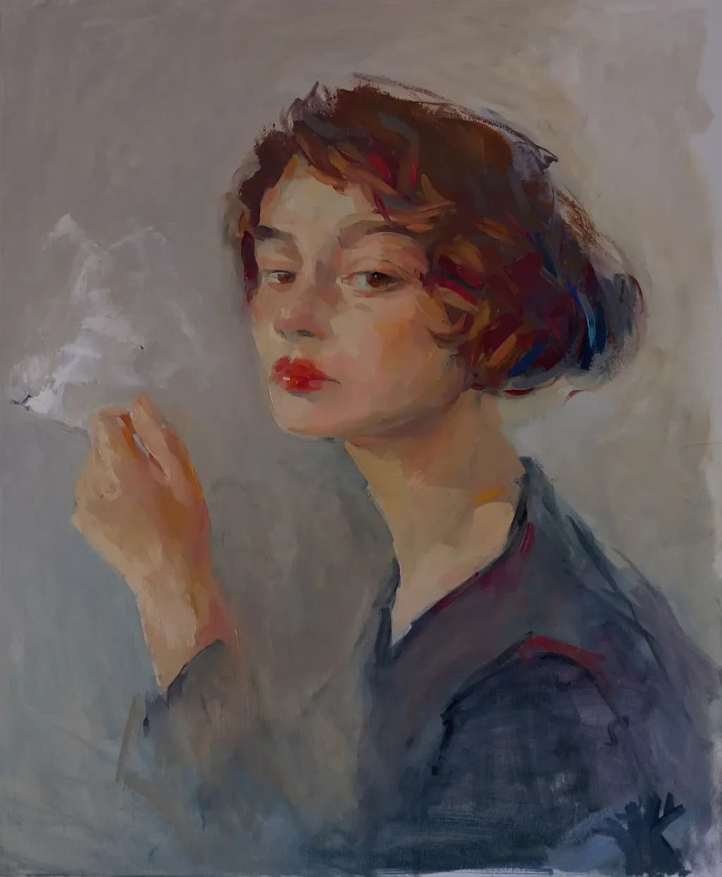 Whispers of Smoke: A Portrait of Contemplation and Elegance