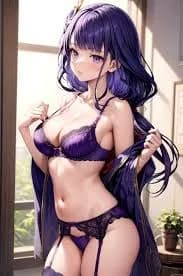 Whispers of Elegance: A Serene Portrait in Purple Lingerie