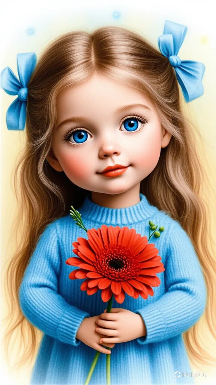 Whispers of Innocence: A Portrait of Joyful Youth with a Blooming Flower