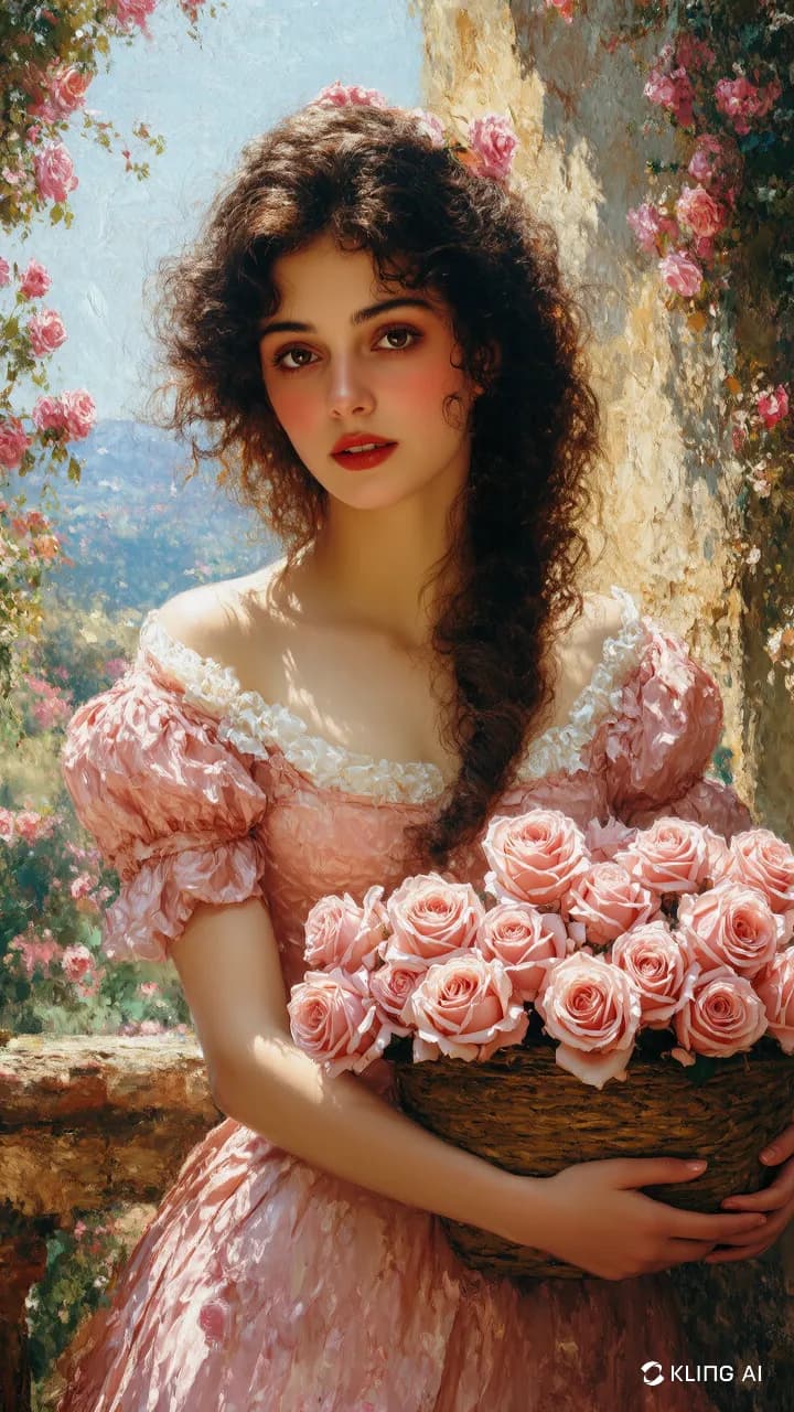 Whispers of Elegance: A Romantic Portrait of Beauty and Blooms