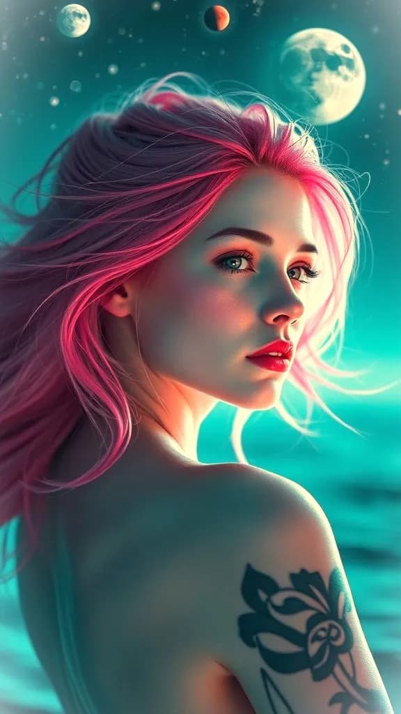 Celestial Beauty: A Cosmic Portrait of Ethereal Elegance