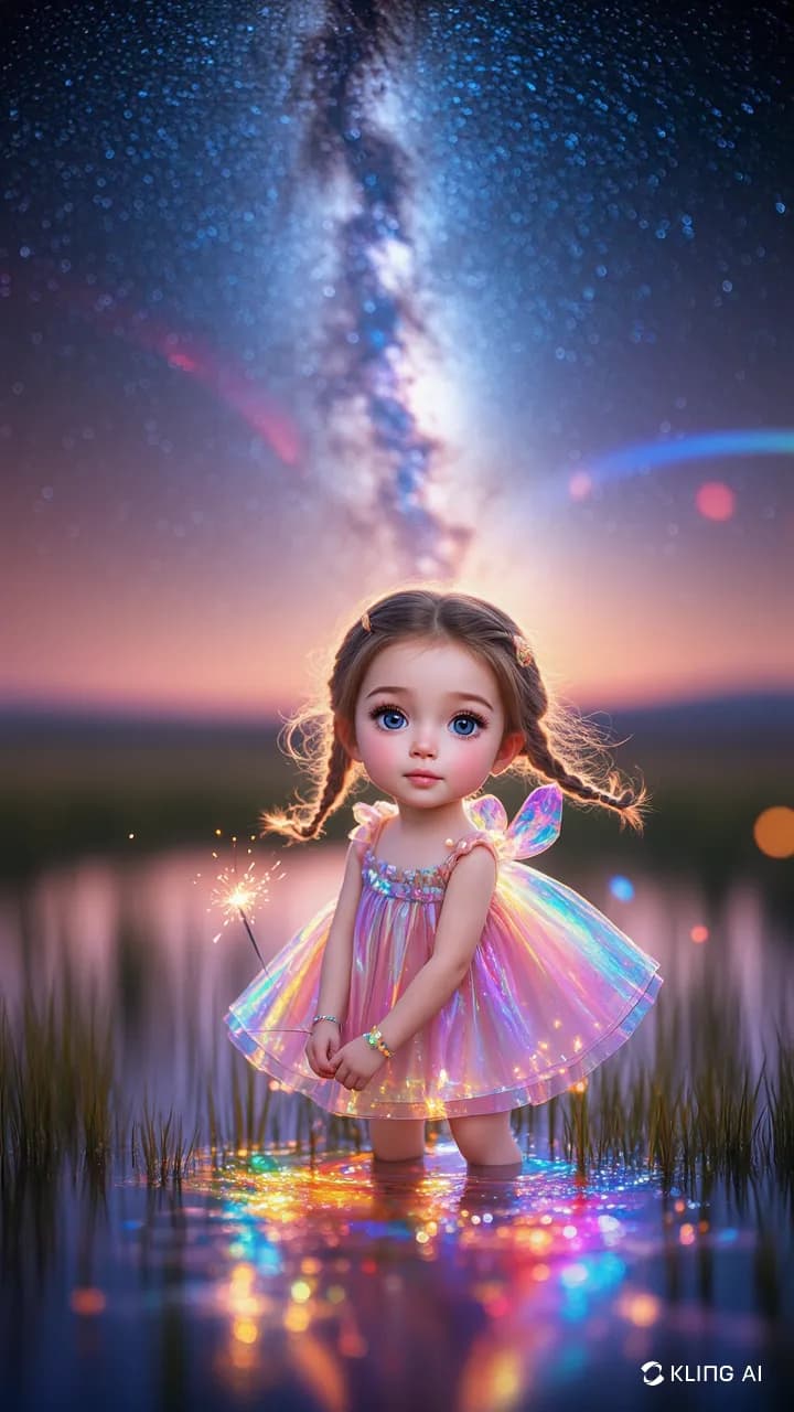 Whimsical Glow: A Serene Cosmic Dance of Childhood Dreams